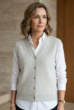 Womens Moia One Size Light Gray Merino Wool Knit Sweater Vest